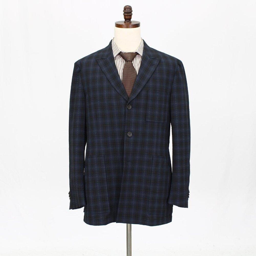 Ibiza 42R Navy Check 3-Button Sport Coat Blazer Jacket G489